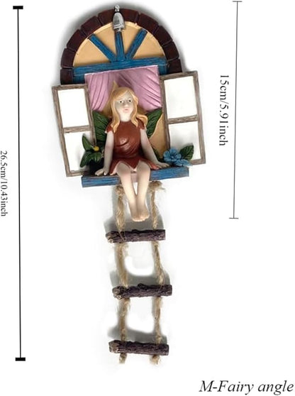 Fairy Angel Statue Garden Tree Decoration Resin Angel Figurine Wall Hanging Decor Outdoor Garden Decor for Lawn Yard Patio Windowsill Garden Gifts