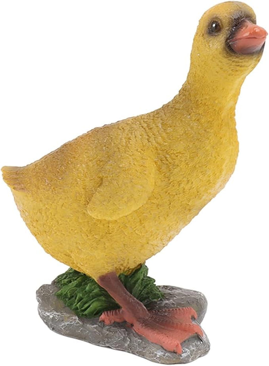 Cute Statues Resin Duck Figurine Furry Ducks True Colors Garden Statue Anti Fading Backyard Decor(Gray)