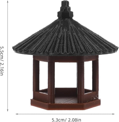 LOGOFUN 3PCS Mini Asian Garden Decor Miniature Pagoda Statue Mini Pavilion Ornament for Japanese Garden Accessory - Brown Black