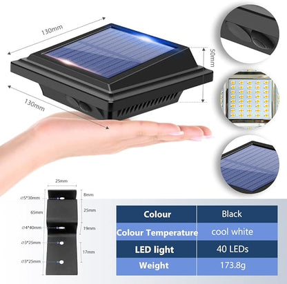 Gutter Solar Patio Decor Lights, 40 LED Deck Outdoor Waterproof Fence for Wall Backyard Porch, Pool, Step Stairs, Yard, Garden, Pathway (6 Pack-Black, Warm White)