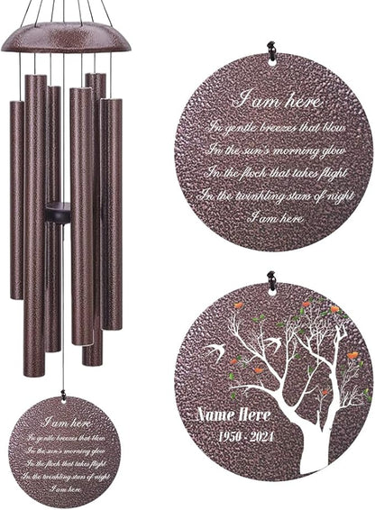 Personalized Wind Chimes, Sympathy Wind Chime Life Tree, in Loving Memory Windchimes, Memorial Gifts for Loss of Loved Dad/Mom, Bereavement Condolences Gifts Outside (Produced in USA)