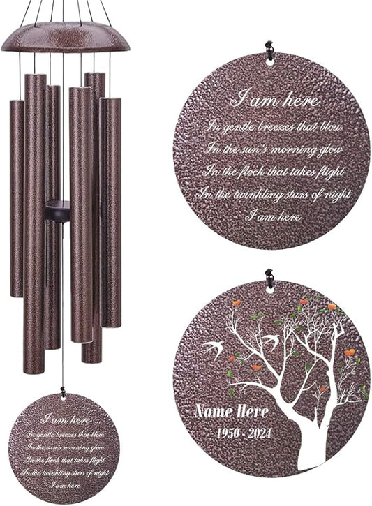 Personalized Wind Chimes, Sympathy Wind Chime Life Tree, in Loving Memory Windchimes, Memorial Gifts for Loss of Loved Dad/Mom, Bereavement Condolences Gifts Outside (Produced in USA)