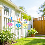 Metal Garden Flowers for Outside, 30.3-22.4" 3-Pack Colorful Butterfly & Flower Decorative Garden Stakes for Spring Garden Decor, Yard Art Decorations for Patio Lawn