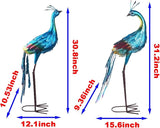 Metal Colorful Peacock Statues Set of 2 Garden Sculptures for Outdoor Indoor Yard Art