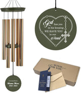 Personalized Wind Chimes, 36inch Memorial Wind Chime, in Loving Memory of Dad/Mom, Sympathy Gifts, Custom Cross Wind Chimes for Loss of Loved, Gods Bless You, Garden Decor (Produced in USA)