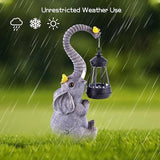 Elephant Garden Statues with Solar Lantern Outdoor Elephants Figurine Resin Elephant Sculpture Solar Lights for Decoration Yard Patio Balcony Lawn Ornament Art Decor, Unique Gift for Grandma Wowen Mom