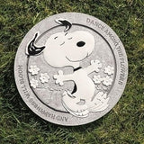 Roman Snoopy Dance Stepping Stone Peanuts, 12-inch Diameter, Resin, Stone Mix, Home, Garden, Outdoor