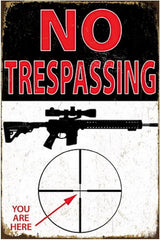 Funny No Trespassing Sign, Metal Warning Tin Signs, You are a Target, Yard Sign Garage Farm Garden Wall Decor Sign Plaque Outdoor for Home Fence 8 X 12 Inches