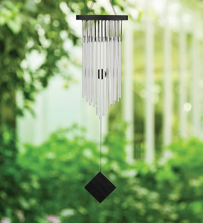 Regal Art & Gift Garden Kyoto Wind Chimes - Outdoor Decorative Metal Hanging Chime - Relaxing Sound for Yard, Patio, Porch or Garden - Oval Silver