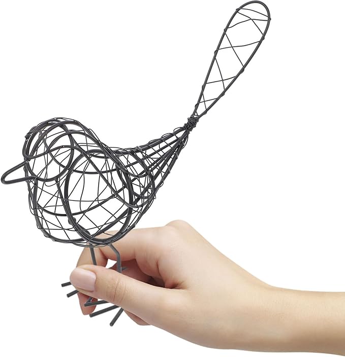 BESPORTBLE 1Pc 20x23cm Garden Figurines Creative Metal Iron Wire Bird Craft Garden Collectible Statue for Decoration Garden(Black)