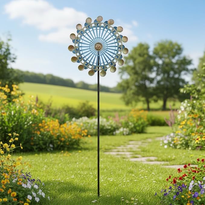 Metal Wind Spinners for Outdoor, Spinning Wind Sculpture with Sturdy Metal Stake, Art Decor for Garden, Yard, Patio, Lawn - Ideal Gift for Family & Friends