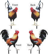Bad Piggies Acrylic Rooster Yard Chicken Outdoor Garden Stakes Animal Chicken Statues Yard Art Rooster Garden Decor for Pathway Patio Lawn Ornament, Rooster Stakes - Flat Not 3D (2 PCS, Pattern B)