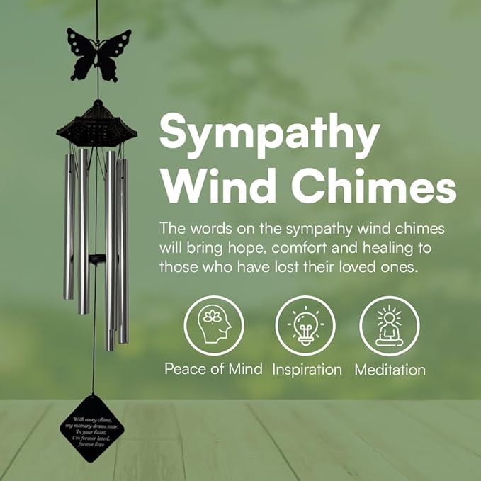 Sympathy Wind Chimes for Loss of Loved One, Memorial Gift with Soothing Tones, Bereavement Garden Decor for Healing & Remembrance, Thoughtful Outdoor Tribute