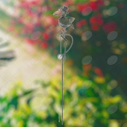 Red Carpet Studios Garden Stake Yard Art Metal and Glass Balance Rocker with 4-Prong Stake, 51" Tall, Wise Old Crow
