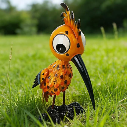 Metal Large Garden Statue,16.5" Orange Bird Statues and Sculptures for Outdoor Decor,Metal Yard Art Lawn Ornaments for Patio Backyard Decoration