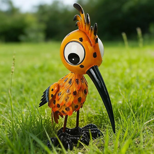 Metal Large Garden Statue,16.5" Orange Bird Statues and Sculptures for Outdoor Decor,Metal Yard Art Lawn Ornaments for Patio Backyard Decoration