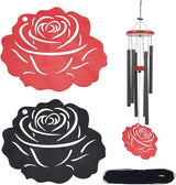 ORIGACH 2 Pcs Red and Black Metal Replacement Wind Catcher, Wind Chime Parts Replacement with 16.4 FT Nylon Cord, Metal Wind Chime Replacement Sail for Sympathy Wind Chimes, Rose