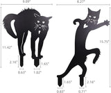 2 PCS Cat Silhouette Yard Art Garden Decorative Stake Hollow Out Animals Silhouette Statue Decor, Black Cat Statue Sets for Pathway, Floor, Garden, Lawn, Outdoor Decoration