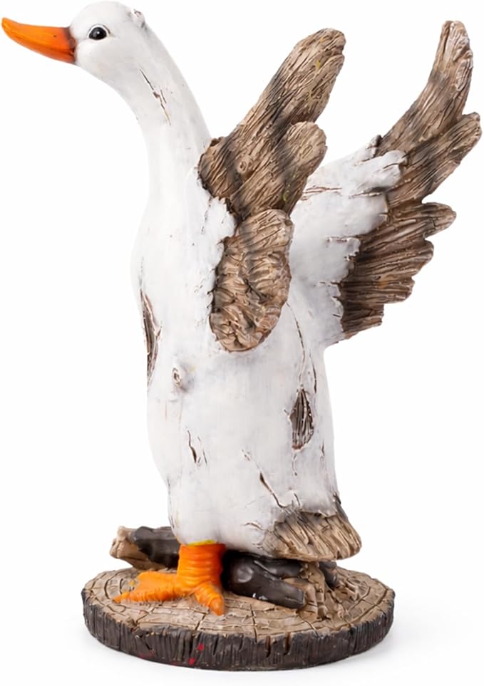 Duck Outdoor Statue, Resin Garden Lawn Yard Decor Sculpture, Funny Figurine Ornament for Porch Patio Flower Bed Home Bookshelf or Tabletop