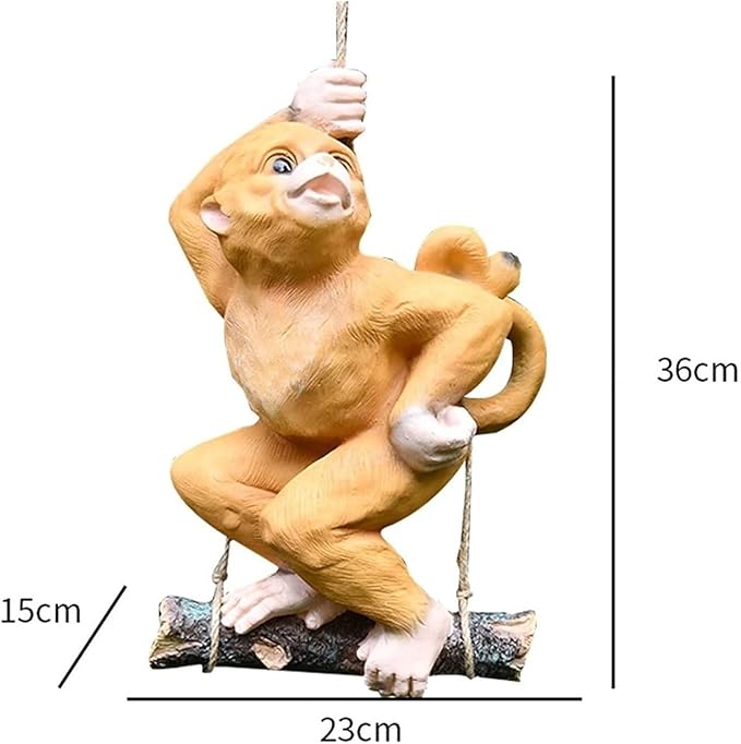 Cute Statues Garden Sculpture Outdoors Climbing Monkey Tree Hanging Backyard Decor(C)