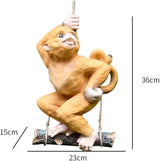 Cute Statues Garden Sculpture Outdoors Climbing Monkey Tree Hanging Backyard Decor(C)