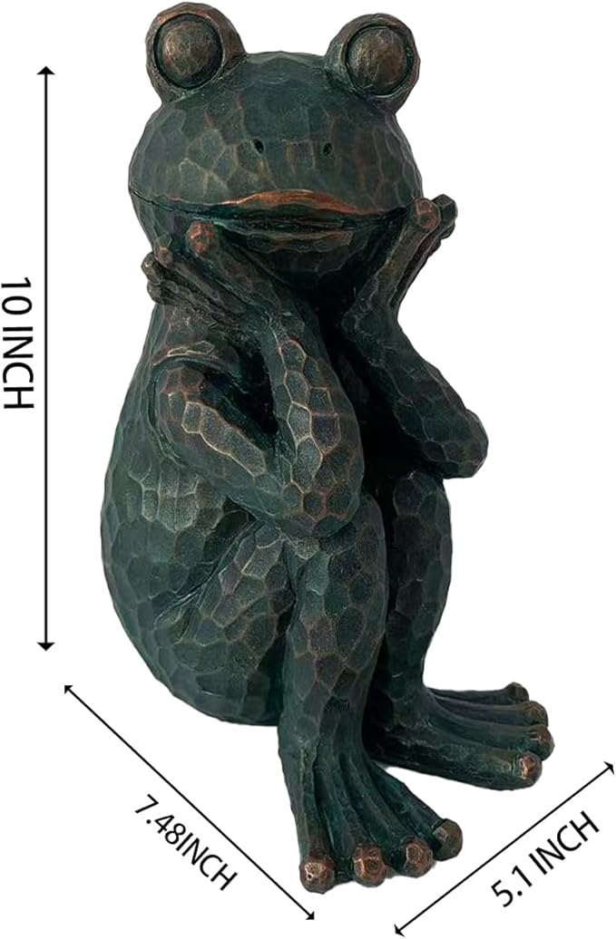 Meditation Frog Sculpture, 10" H 7.48" L Handcrafted Resin Zen Frog Statue, Suitable for Garden, Courtyard, Indoor and Outdoor Home Decoration