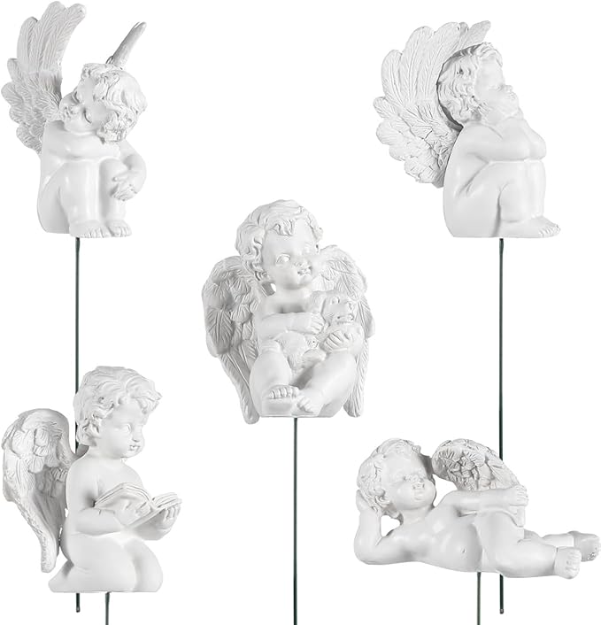 Kisangel Angel Wings Ornaments Resin Garden Sculpture 2.8 Inch Decorative Angel Wing Statue for Outdoor Patio Lawn Decor