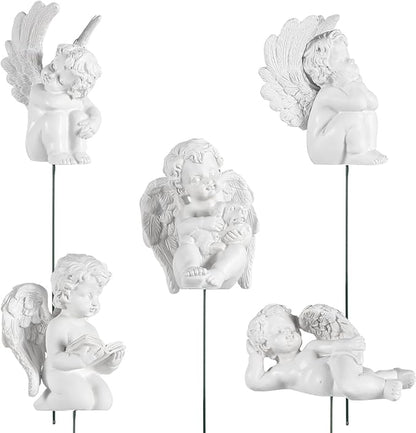 Kisangel Angel Wings Ornaments Resin Garden Sculpture 2.8 Inch Decorative Angel Wing Statue for Outdoor Patio Lawn Decor