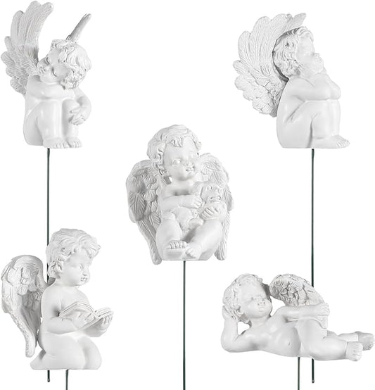 Kisangel Angel Wings Ornaments Resin Garden Sculpture 2.8 Inch Decorative Angel Wing Statue for Outdoor Patio Lawn Decor