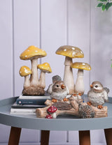 SEINHIJO Mushroom Decor Sculpture Garden Gifts Statue Outdoor Fairy Figurine Modern Patio Arts Polyresin 7.1inch