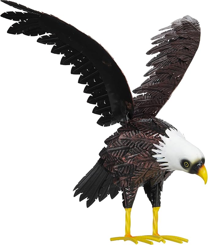 Bald Eagle Statue Garden Sculpture, Metal Yard Art Eagle Decoration, Large Eagle Outdoor Statues for Garden Yard Lawn Decoration