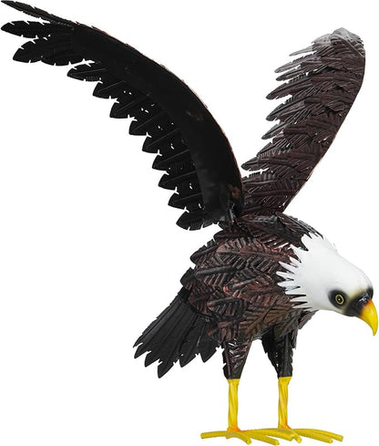 Bald Eagle Statue Garden Sculpture, Metal Yard Art Eagle Decoration, Large Eagle Outdoor Statues for Garden Yard Lawn Decoration