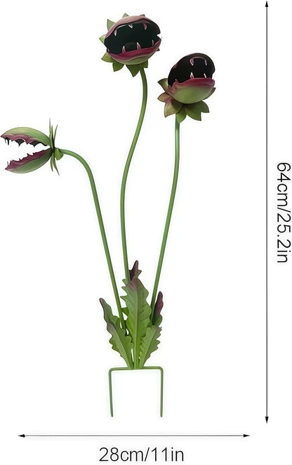 2026 New Whimsical Metal Carnivorous Plant Garden Stake, 25-Inch Large Venus Flytrap Monster Plant Sculpture, Durable Yard Art for Flower Beds, Patios & Planters, Unique Quirky Garden Gift (Green)