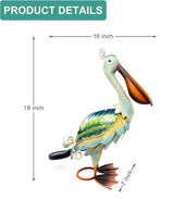 HONGLAND Solar Metal Pelican Statues Garden Sculpture & Statues, Glass Outdoor Pelican Yard Art Coastal Ocean Bird Decor Lawn Ornament for Backyard Porch Patio Decor（19 Inch）