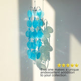 23.6 inch Capiz Shell Wind Chime Outdoor Indoor Hanging, Blue Shell Wind Chimes for Outside, Crystal Wind Chime Pendant, Handemade Gift for Housewarming