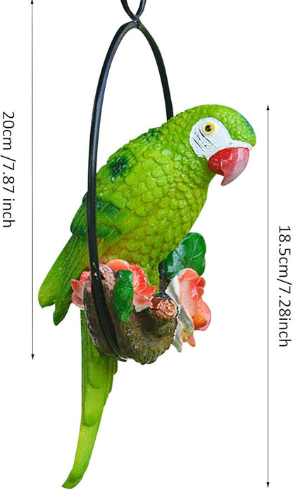 Parrot Decoration | Garden Sculpture Wall Decorations | Innovative Iron Ring Hanging Bird Statue-B