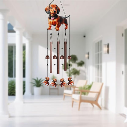 Gifts for Mom, Wind Chimes for Outside Perfect for Outdoor Gardens Patios Home Decor, Features Melodious Tones Create a Zen Atmosphere, Retirement Gifts for Women Men(Colorful Dachshund)