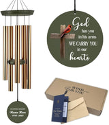 Personalized Wind Chimes, God Sympathy Gifts, 36inch Memorial Wind Chimes, Cross Windchime for Loss of Loved Dad/Mom, Cardinal Wind Chime for Funeral Outside Decor (Produced in USA)