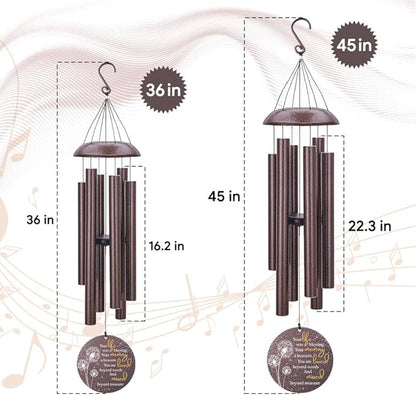 Sympathy Wind Chimes, Personalized Wind Chime for Loss of Loved Ones, Customized Tree Bird Wind Chimes, Commemorative Dandelion Wind Chime Deep Tone 36inch (Produced in USA)