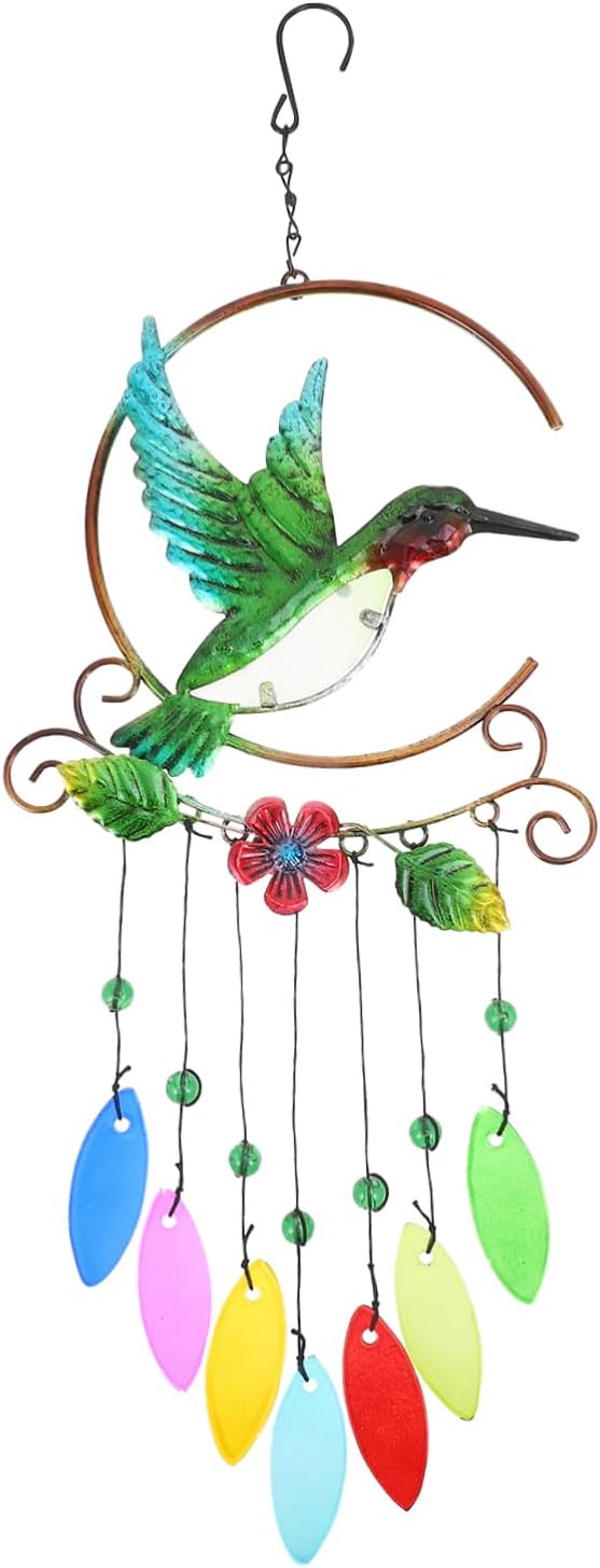 BESPORTBLE 1pc Hummingbird Pendant Wind Chime Unique Iron Handicraft Hanging Decor for Porch Garden Living Room Lightweight and Easy to Install Present for Friends and Family