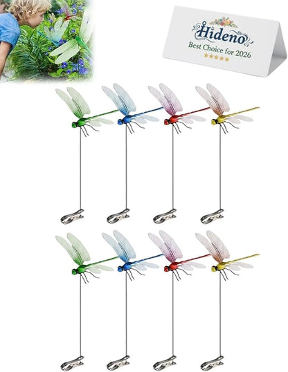 Dragon Fly Clips for Bugs Repellent, Outdoor Dragonfly Clips to Keep Bugs Away, Clip on Dragonfly Garden Decor Flying Butterflies Decorations Fake Flies Metal Dragon Moving Yard Ornaments Hat(8pcs)