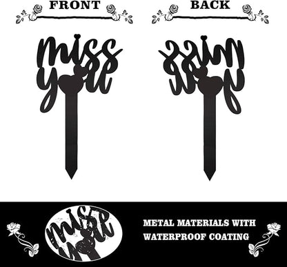 13.8 X 7.9 Inches Large Cemetery Decorations for Grave, Miss You Memorial Grave Markers, Metal Memorial Remembrance Stake, Grave Markers for Human Cemetery, Garden Yard Grave Site Outdoor Stake Marker