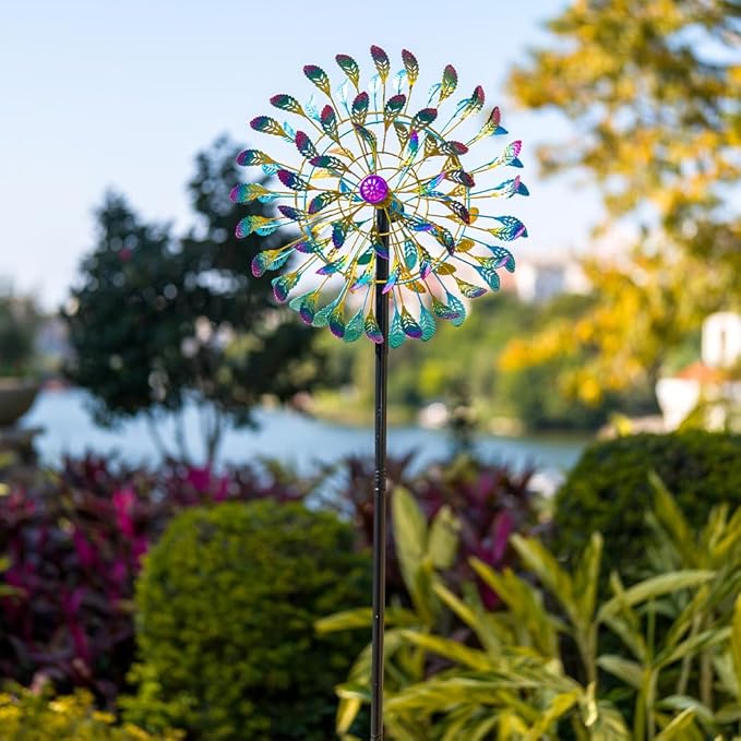 DREAMSOUL 360° Large Wind Spinner Outdoor Metal 6 Blades Windmill for Yard, 80 Inch Kinetic Wind Spinner for Patio Lawn Decor
