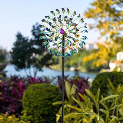 DREAMSOUL 360° Large Wind Spinner Outdoor Metal 6 Blades Windmill for Yard, 80 Inch Kinetic Wind Spinner for Patio Lawn Decor