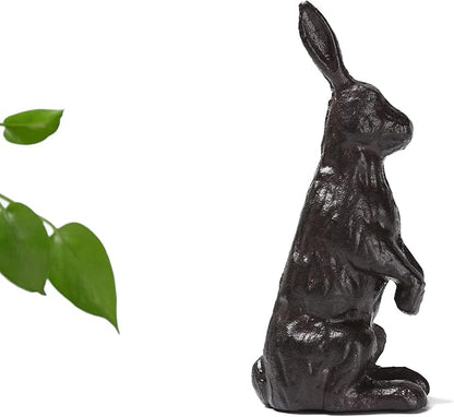 BRASSTAR Cast Iron Standing Rabbit Statue Outdoor Garden Patio Yard Indoor Home Animal Figurine Decorative 7.1''(H) TQGJPT306