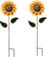 Grace Home Metal Sunflower Garden Stakes, Sunflower Garden Patio Lawn Yard Stake Metal Sunflower Patio Garden Yard Outdoor Decoration 32''H-Pack of 2