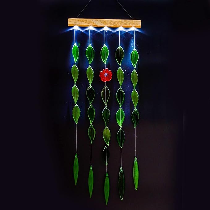 Solar Wind Chimes Waterproof Windchimes Glass Hanging Noisemakes with Solar Light for Home, Garden, Patio and Yard Decor