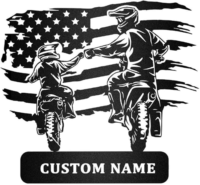 Custom Motocross Dad and Son Daughter Metal Signs, Personalized Metal Name Signs, Customized Family Name Wall Decor, Rustic Home Décor/Gift-98