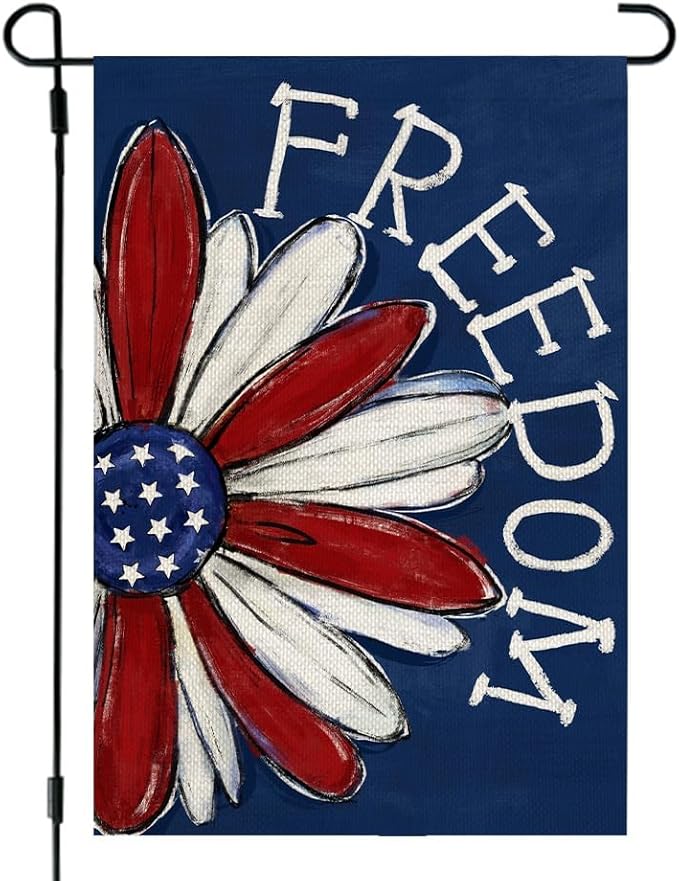 CROWNED BEAUTY Patriotic Garden Flag 12x18 Double Sided Small Burlap 4th of July Decoration for Outside Yard