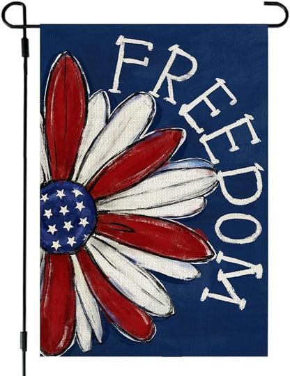 CROWNED BEAUTY Patriotic Garden Flag 12x18 Double Sided Small Burlap 4th of July Decoration for Outside Yard